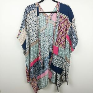 KARLIE Boho Multicolor Patchwork Kimono